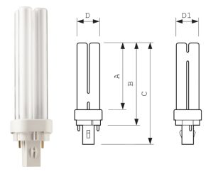 Philips PL-C spaarlamp 2-pins