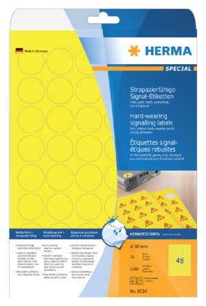 Herma polyester signaleringsetiketten geel